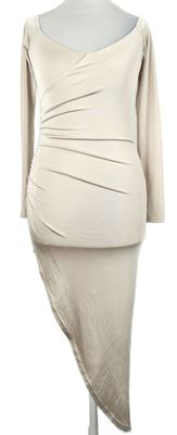 Dámské béžové midi asymetrické šaty Boohoo 