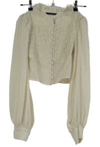 Dámská smetanová žabičková šifonová crop halenka Shein 