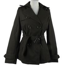 Dámský hnědý jarní krátký kabát s páskem Orsay 