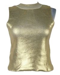 Dámský zlatý pletený crop top MNG 