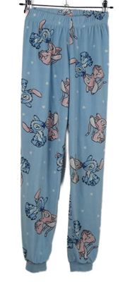 Dámské světlemodré plyšové pyžamové kalhoty se Stitchem Primark 