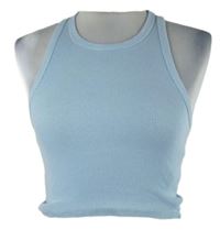 Dámský světlemodrý žebrovaný crop top FSBN