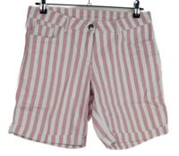 Dámské růžovo-bílé pruhované riflové kraťasy Up2Fashion
