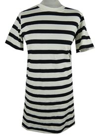 Nové - Dámské smetanovo-černé pruhované tričkové šaty H&M