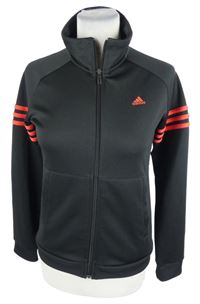 Dámská černá thermo propínací mikina s pruhy Adidas 