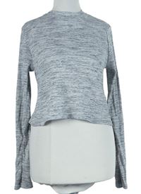 Dámské šedé melírované žebrované crop triko H&M