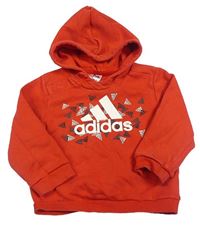 Červená mikina s logem a kapucí Adidas