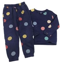 2set- tmavomodrá puntíkatá mikina+ tepláky F&F