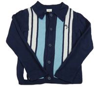 Tmavomodro-modro-bílý pruhovaný propínací svetr River Island