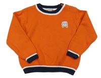 ORanžovo-tmavomodrý svetr s nášivkou 