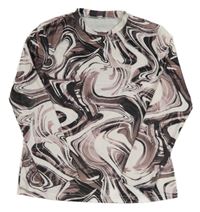 Bílo-hnědo-černo-růžové triko Shein