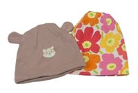 2x čeice fialová s medvědem+ bílá květinová 