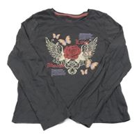 Šedé triko s potiskem Primark