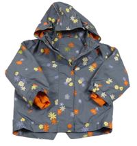 Šedá květinová šusťáková jarní bunda s kapucí Tchibo