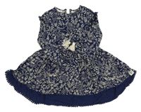 Tmavomodré květinové bavlněné šaty Mantaray