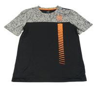 Šedo-černé sportovní tričko s potiskem 