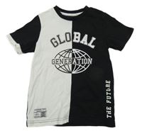 Černo-bílé tričko s nápisem F&F