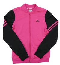 Růžovo-černá sportovní propínací mikina Adidas