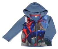 Modrá propínací mikina se Spidermanem a kapucí Marvel
