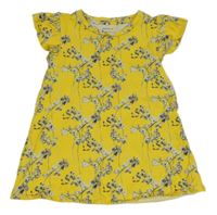 Žluté květované bavlněné šaty Name it