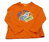 Oranžové triko s pneumatikou a nápisem Lupilu