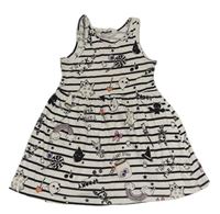 Bílo-černé pruhované bavlněné šaty s příšerkami H&M