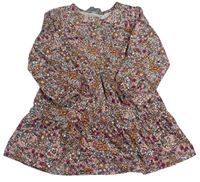 Růžovo-květované šaty s knoflíčky Primark