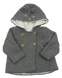 Šedý zateplený propínací svetr s kapucí H&M