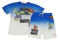 2set - Modro-bílé ombré tričko + kraťasy - Avengers Tu