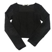 Černé třpytivé crop triko zn. H&M