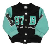 Černo-tyrkysová baseballová mikina s číslem Shein