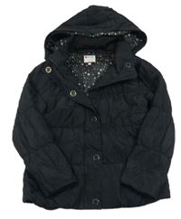 Černá šusťáková zateplená bunda s kapucí 