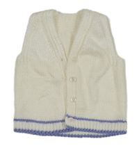 Smetanová pletená vesta s pruhovaným lemem