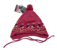 Nové - Fuchsiová čepice s ježky a bambulí 