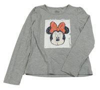 Šedé triko s překlápěcími flitry - Minnie