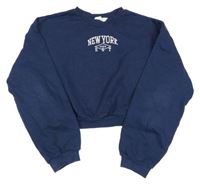 Tmavomodrá crop mikina s nápisem H&M