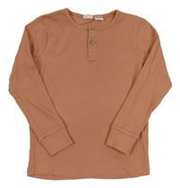 Růžové žebrované triko s knoflíky Zara