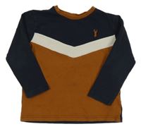 Hnědo-tmavomodré triko Next