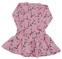 Růžové květované teplákové šaty