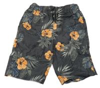Tmavošedé květované plážové kraťasy Chapter Young