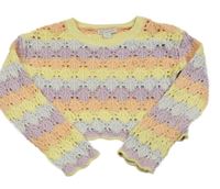 Barevný pruhovaný perforovaný crop svetr Primark