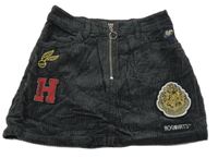 Antracitová manšestrová sukně s nášivkami - Harry Potter M&S