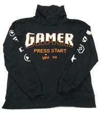 Černá mikina s ovladačem a komínovým límcem H&M