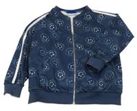 Tmavomodrá propínací mikina se smajlíky 