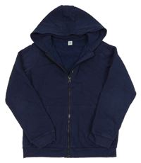 Tmavomodrá propínací mikina s kapucí Tu