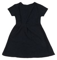 Tmavomodré melírované žebrované svetrové šaty Zara