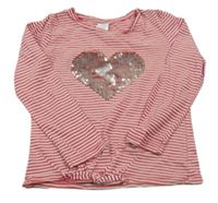 Malinovo-bílé pruhované triko s flitry C&A