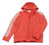 Korálová propínací mikina s logem a kapucí Adidas 