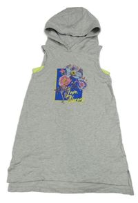 Šedé teplákové šaty s potiskem a kapucí Next