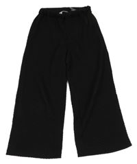 Černé strukturované široké kalhoty H&M